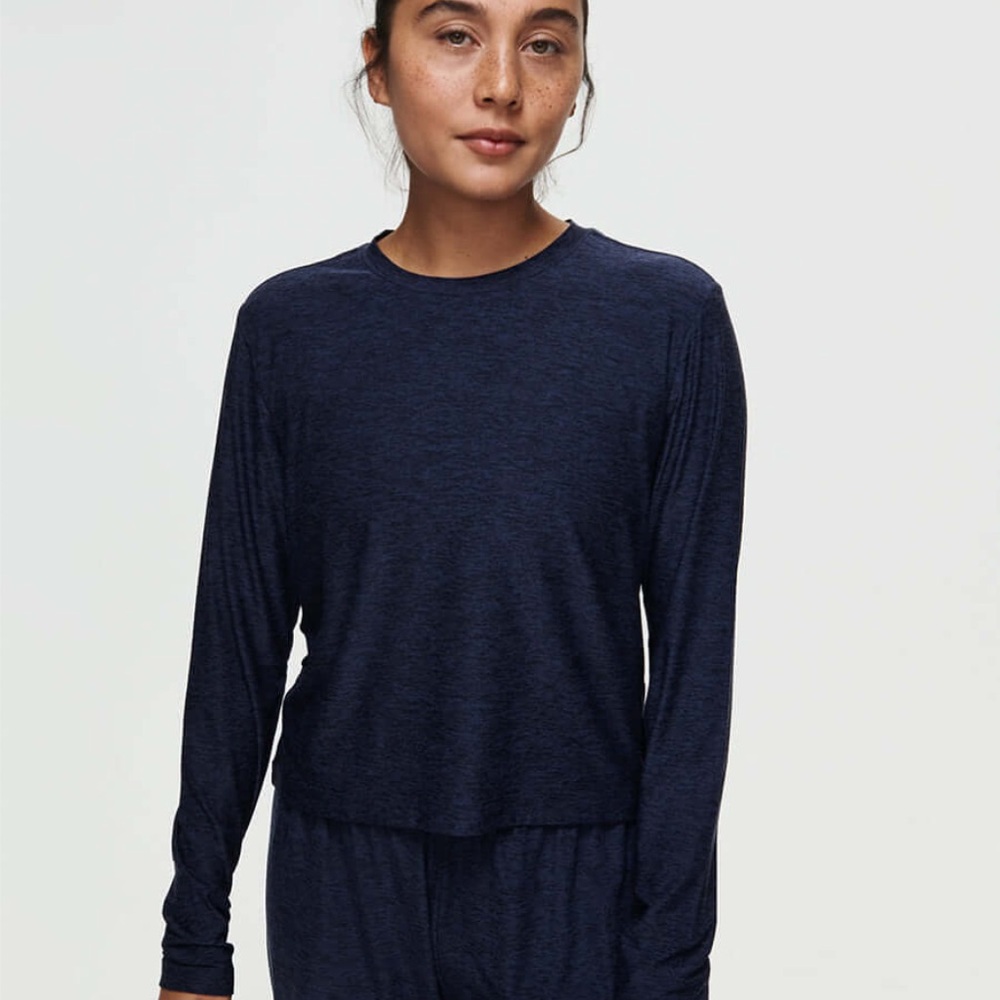 Outdoor Voices Cloudknit Boxy Long Sleeve Tee - Navy